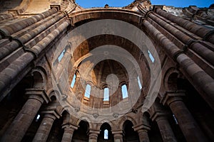 Gradiose romanesque ruin of the monastery Granja de Moreruela in photo