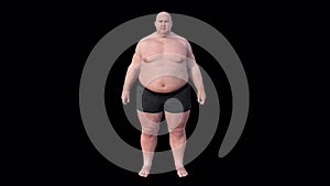Gradual transformation from normal weight to overweight, 3D animation