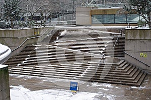 Gradually inclining stairs at Robson Square in Vancouver