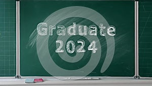 Graduate 2024. Animated chalkboard illustration.