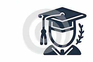 Graduate badge with a laurel branch. Space for text. photo