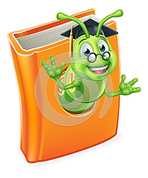 Graduate Bookworm Caterpillar Worm in Book