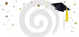Absolvent čiapky a diplom konfety z zlato hviezdy 