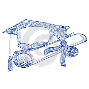 Graduate cap and diploma contour style ballpoint pen