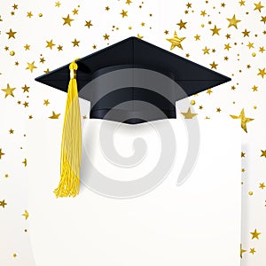 Absolvent čiapky diplom na z zlato hviezdy 