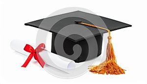 Graduate cap hat with tassel, student academic cap.