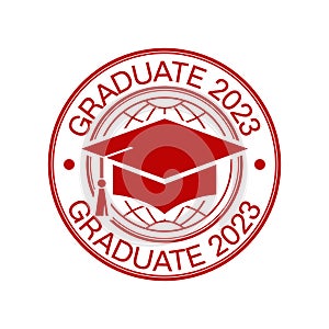 Graduate and class of 2023 with a graduation cap. Vector illustration for design and theme design