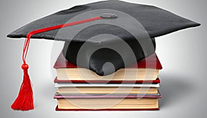 Graduate college, high school or university cap. Graduation hat of degree ceremony