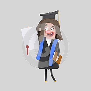 Graduate girl with diploma paper