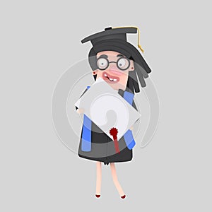 Graduate girl with diploma paper
