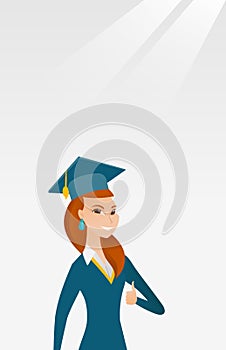 Graduate giving thumb up vector illustration.