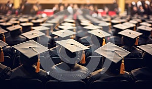 graduate high school or university ceremony, people in student cap, generative AI