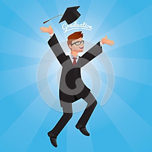 Graduate jumping. Vector illustration decorative design