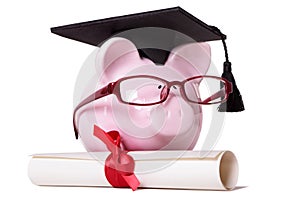 Graduate Piggy Bank student college graduation diploma