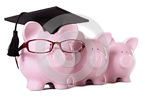 Graduate Piggy Bank student graduation college education concept