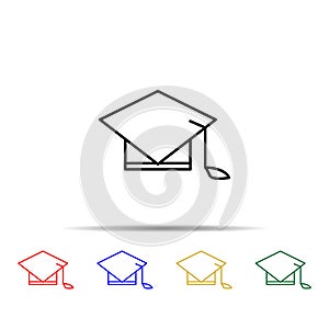 graduate\'s cap multi color style icon. Simple thin line, outline vector of school icons for ui and ux, website or mobile