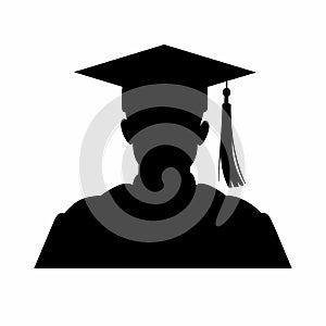 Graduate student black icon on white background. Graduate student silhouette