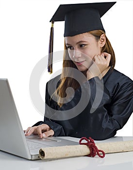 Graduate student job hunting on computer