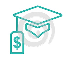 Graduate Student Loan Icon - Student Loan Graphics for Education Financial Aid or Assistance, Government Loans, and Debt