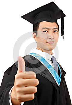 Graduate student with thumb up