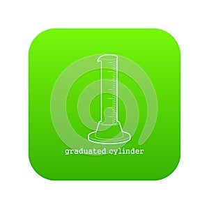 Graduated cylinder icon green vector