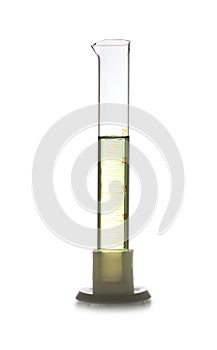 Graduated cylinder with sample isolated on white