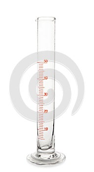 Graduated cylinder on white background