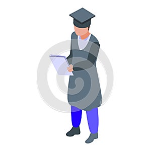 Graduated school boy icon, isometric style