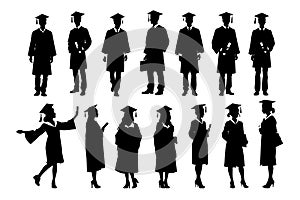 Graduated student, Graduate Silhouette, Graduated at university Silhouette, Happy Graduation Activity