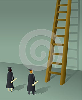 Graduates Climbing Ladder