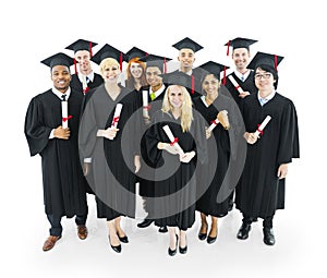 Graduates Students Holding Their Diploma photo