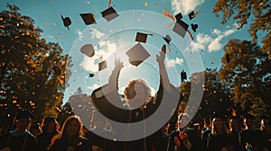 Graduates Throwing Caps in Celebration