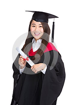 Graduating student girl with academic gown