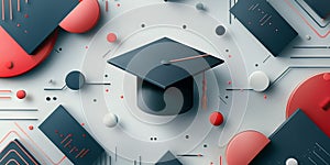 Graduation cap on abstract background. Education and school concept