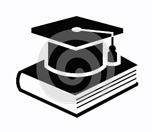 Graduation cap and book icon