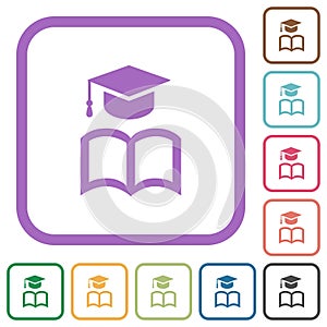 Graduation cap with book simple icons
