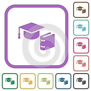 Graduation cap with book simple icons