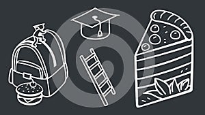 Graduation cap and cake, celebration and achievement vector design Generative AI