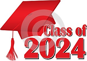 graduation cap class of 2024 red photo