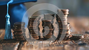 The Graduation Cap and Coins.AI generated image