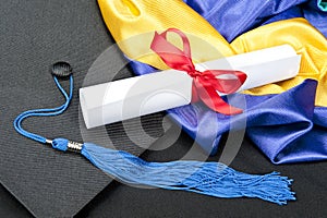 Graduation cap and diploma