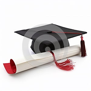 graduation cap and diploma