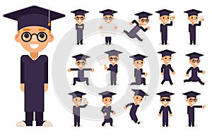 Graduation Cap Excellent Diploma Certificate Scroll Student Genius School Clever Smart Boy Uniform Suit Goggles 3d