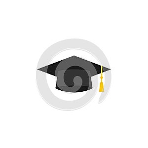 Graduation cap flat icon, education high school