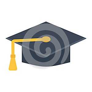 Graduation cap flat icon, Education and knowledge
