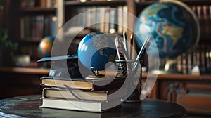 The Graduation Cap and Globe.AI generated image