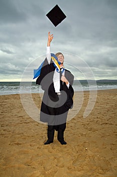 Graduation in cap and gown