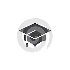 Graduation cap icon vector , mortarboard solid logo, pictogram