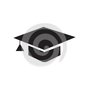 Graduation cap icon vector sign and symbol isolated on white background, Graduation cap logo concept