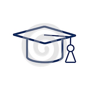 Graduation cap icon, vector illustration